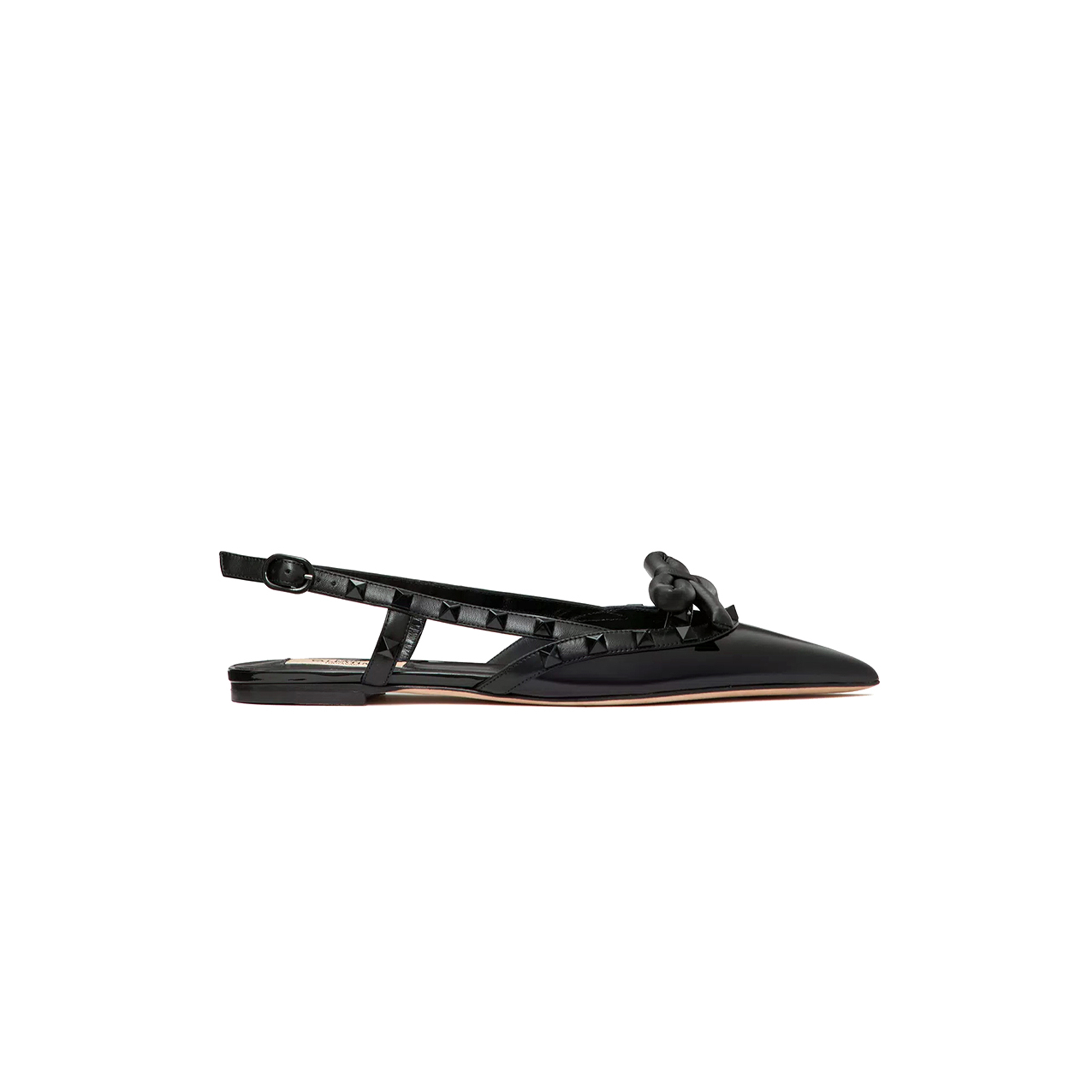 VALENTINO ROCKSTUD BOW SLINGBACK BALLERINA IN PATENT LEATHER WITH TONE-ON-TONE STUDS 5W2S0IQ2IXH_0NO